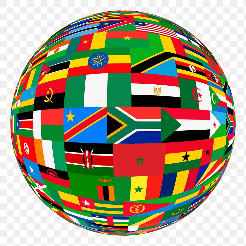 Flag globe png sticker, international symbols illustration, transparent background. Free public domain CC0 image.