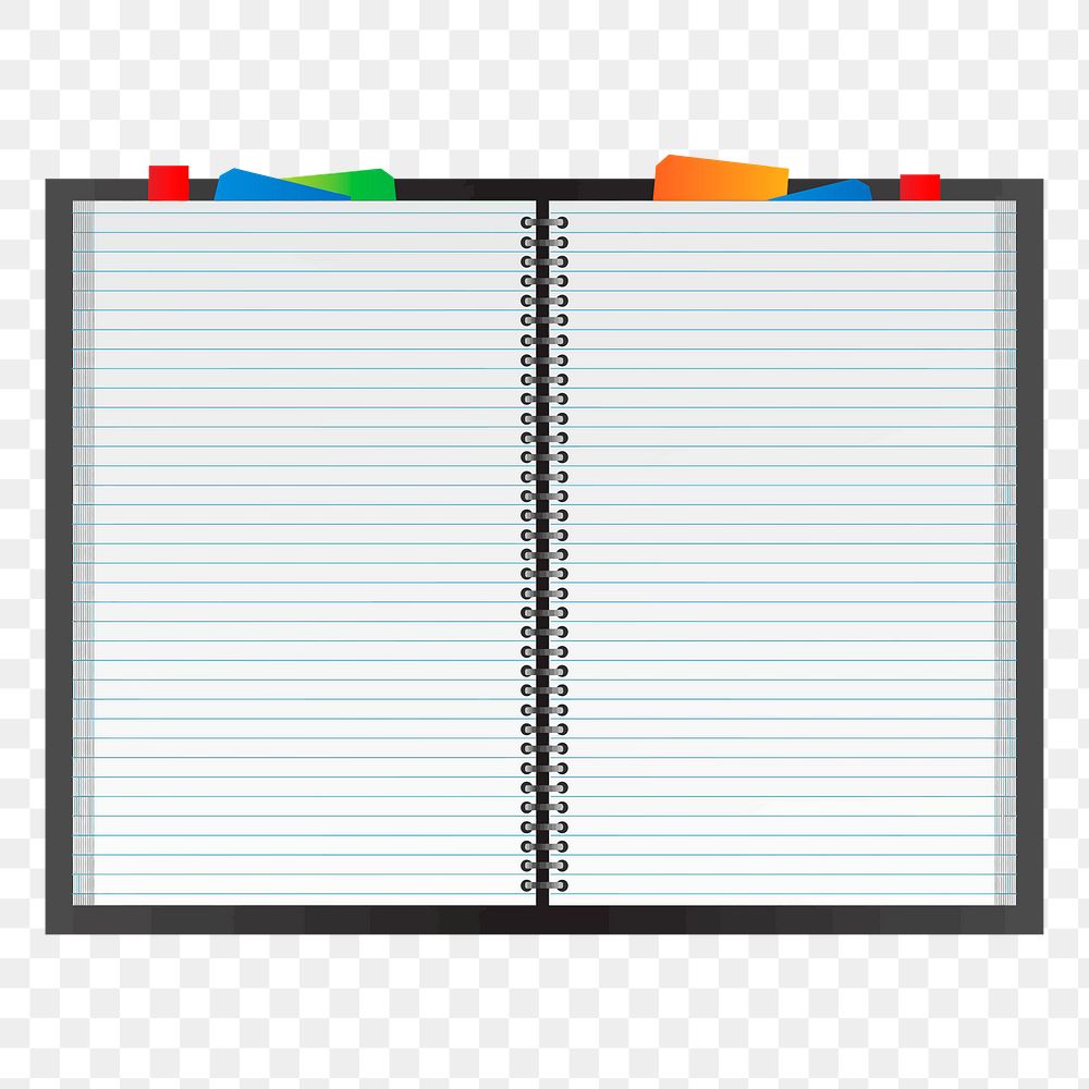 Open notebook png sticker, stationery illustration, transparent background. Free public domain CC0 image.