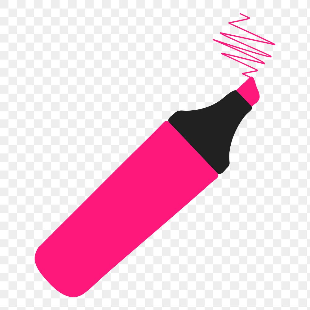 Pink highlighter png sticker, stationery illustration, transparent background. Free public domain CC0 image.