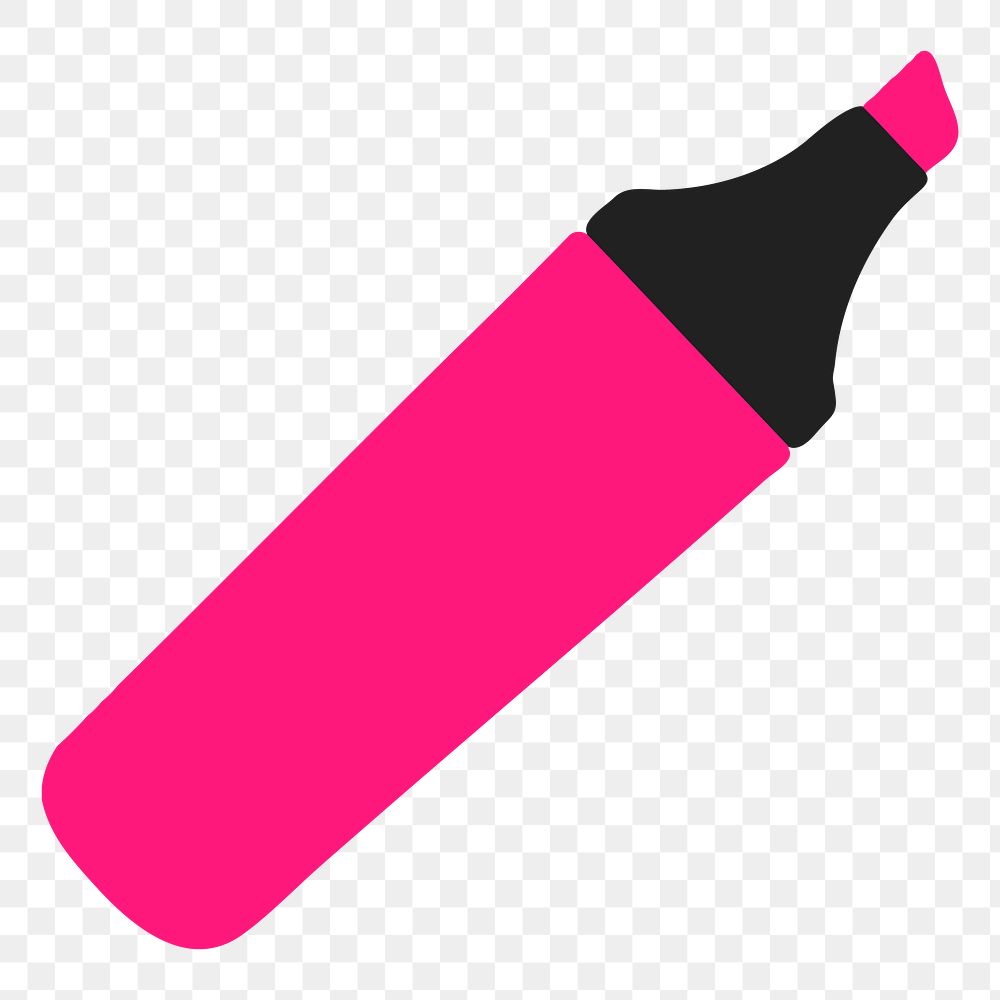 Pink marker png sticker, stationery illustration, transparent background. Free public domain CC0 image.