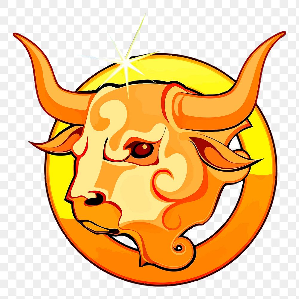 Taurus symbol png sticker, astrology sign illustration, transparent background. Free public domain CC0 image.
