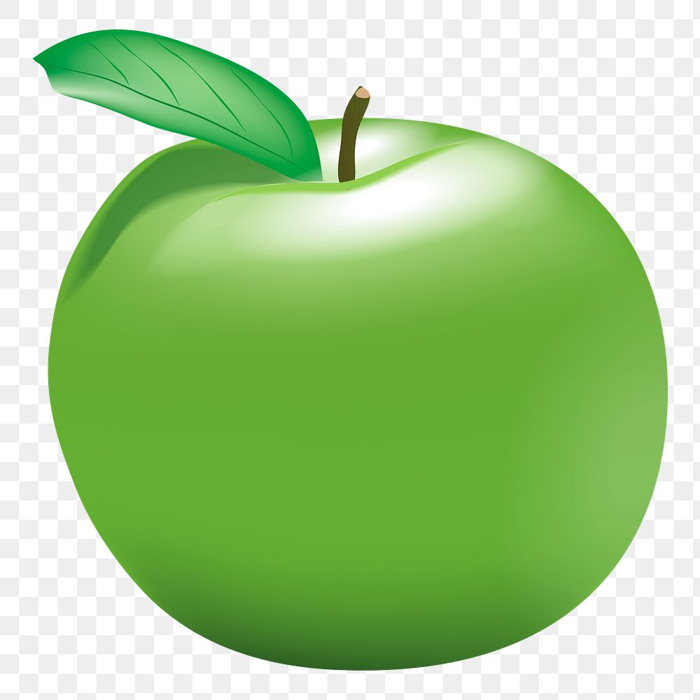 Green apple png sticker, fruit illustration, transparent background. Free public domain CC0 image.