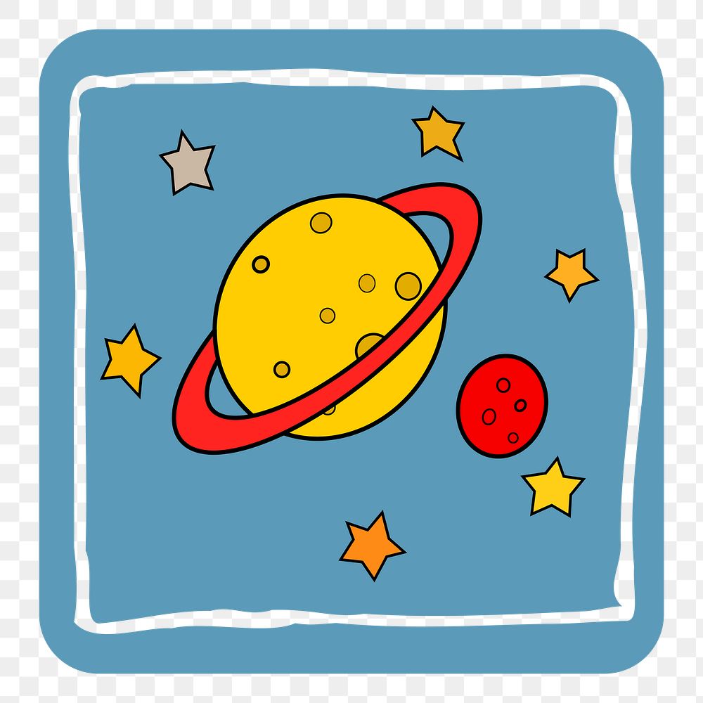 Saturn planet png sticker, galaxy illustration, transparent background. Free public domain CC0 image.