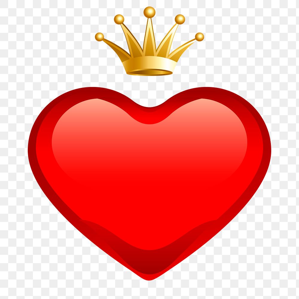 Crown heart png sticker, Valentine's celebration illustration, transparent background. Free public domain CC0 image.
