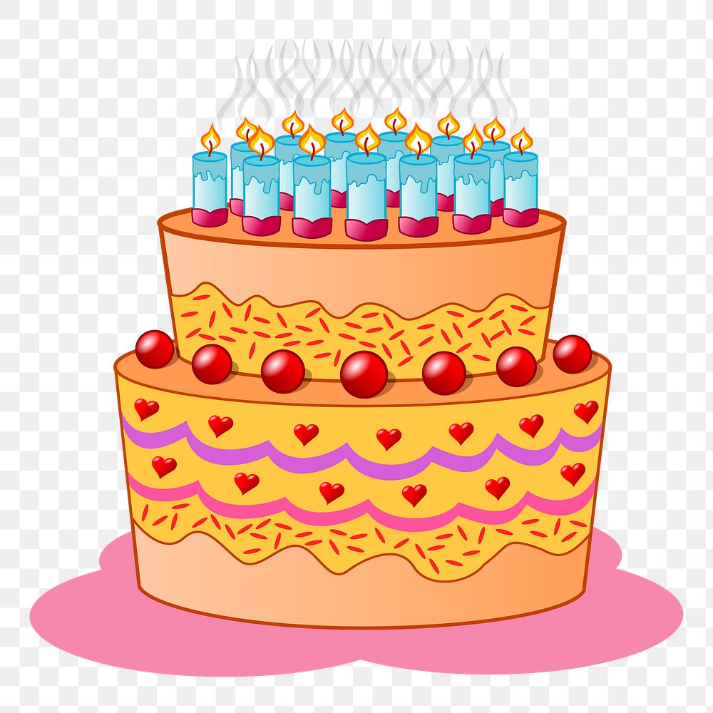 Birthday cake png sticker, celebration illustration, transparent background. Free public domain CC0 image.