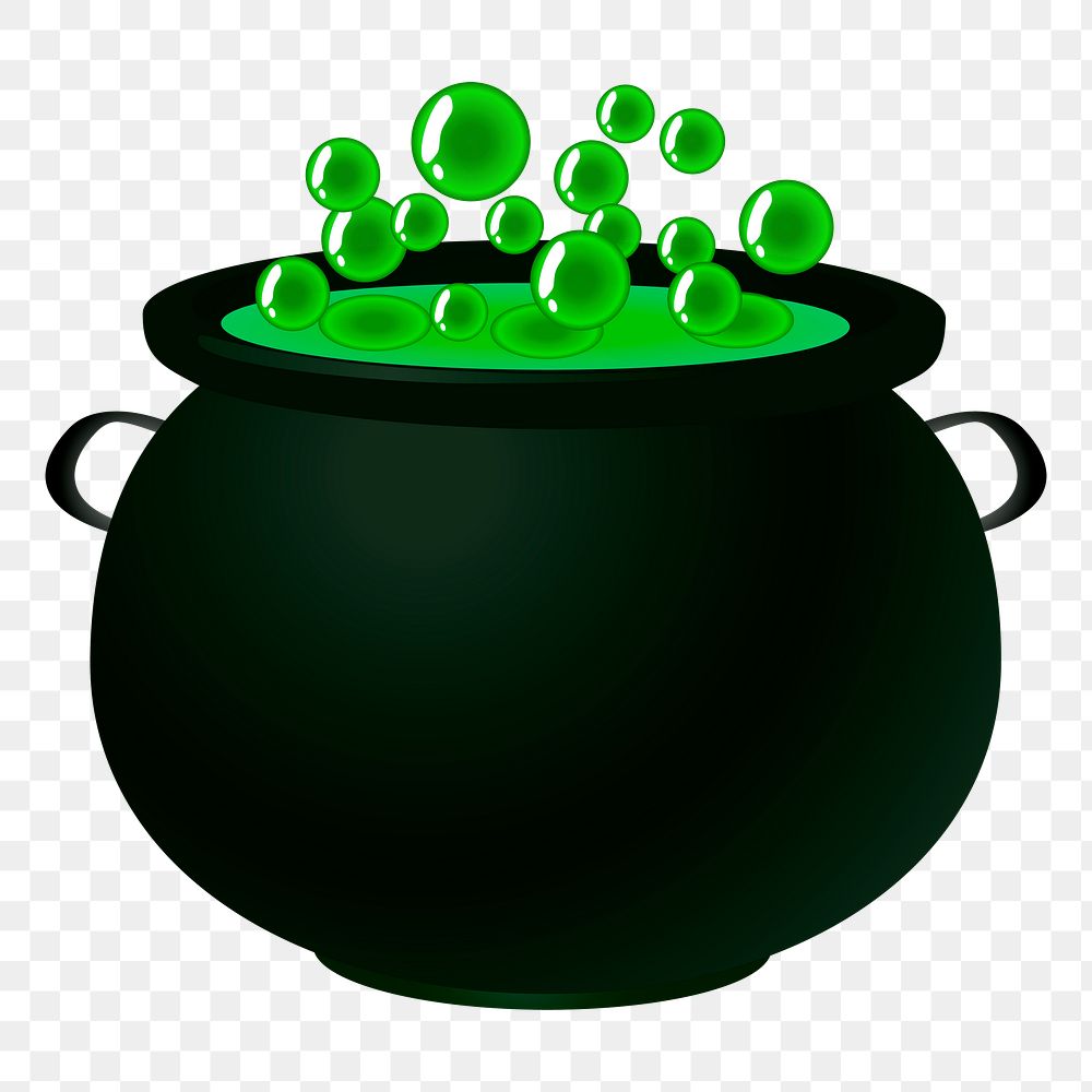 Potion cauldron png sticker, Halloween illustration, transparent background. Free public domain CC0 image.