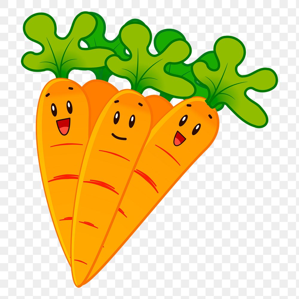 Cartoon carrots png sticker, vegetable illustration, transparent background. Free public domain CC0 image.