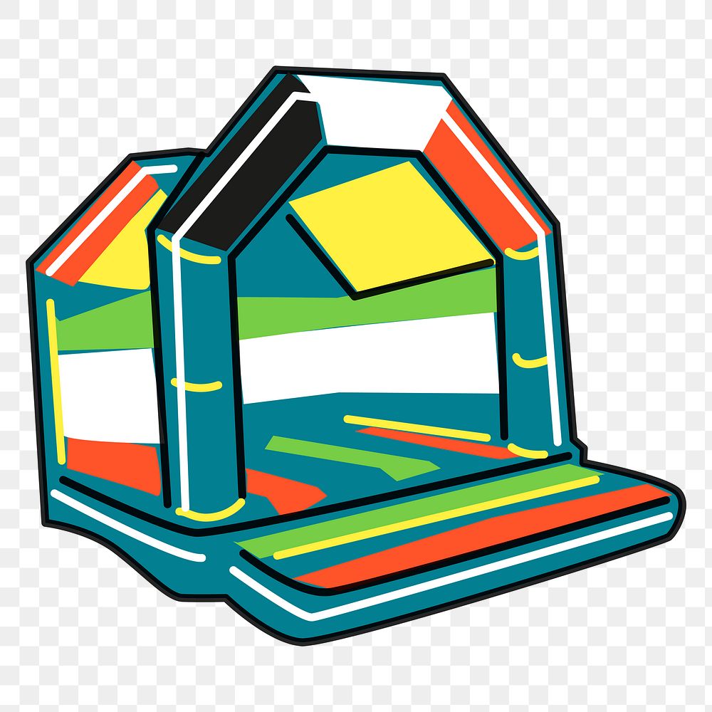 Bouncy castle png sticker, playground equipment illustration, transparent background. Free public domain CC0 image.