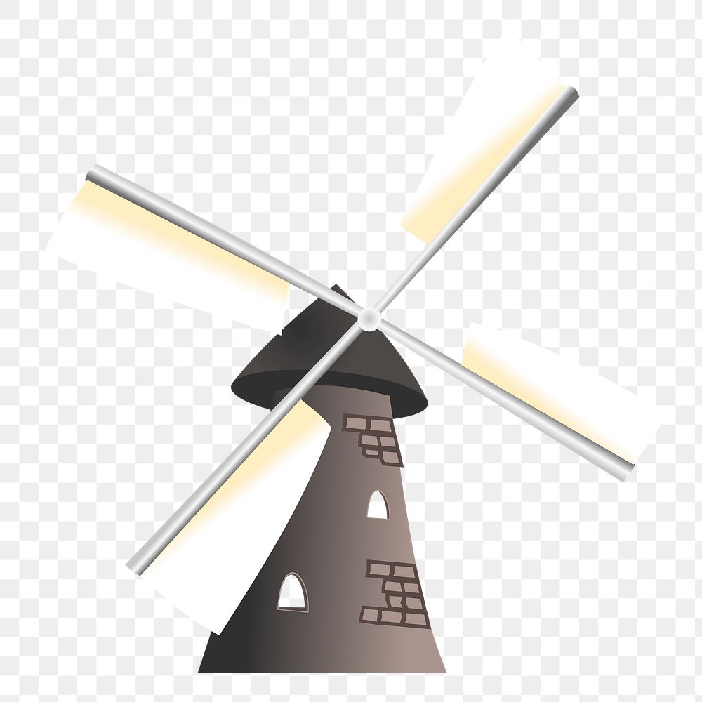 Vintage windmill png sticker, environment illustration, transparent background. Free public domain CC0 image.