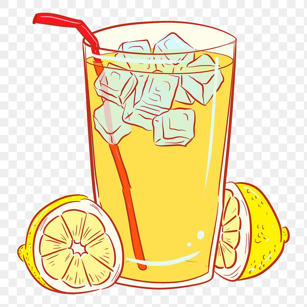 Iced lemonade png sticker, beverage illustration, transparent background. Free public domain CC0 image.