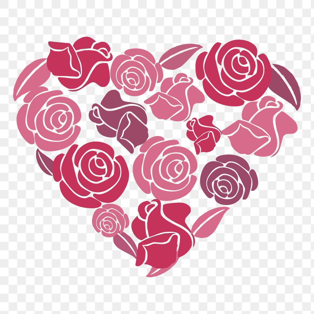 Rose heart png sticker, valentine's day illustration, transparent background. Free public domain CC0 image.