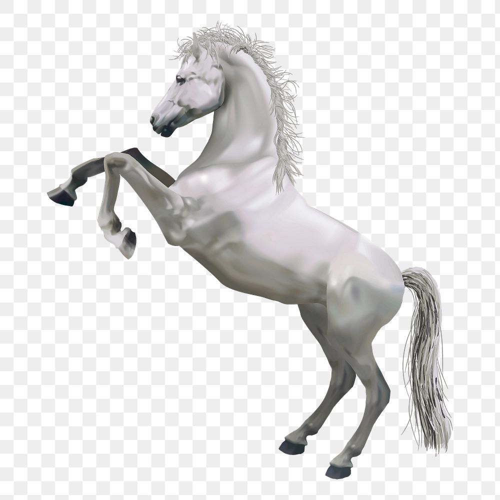 Rearing horse png sticker, animal illustration, transparent background. Free public domain CC0 image.