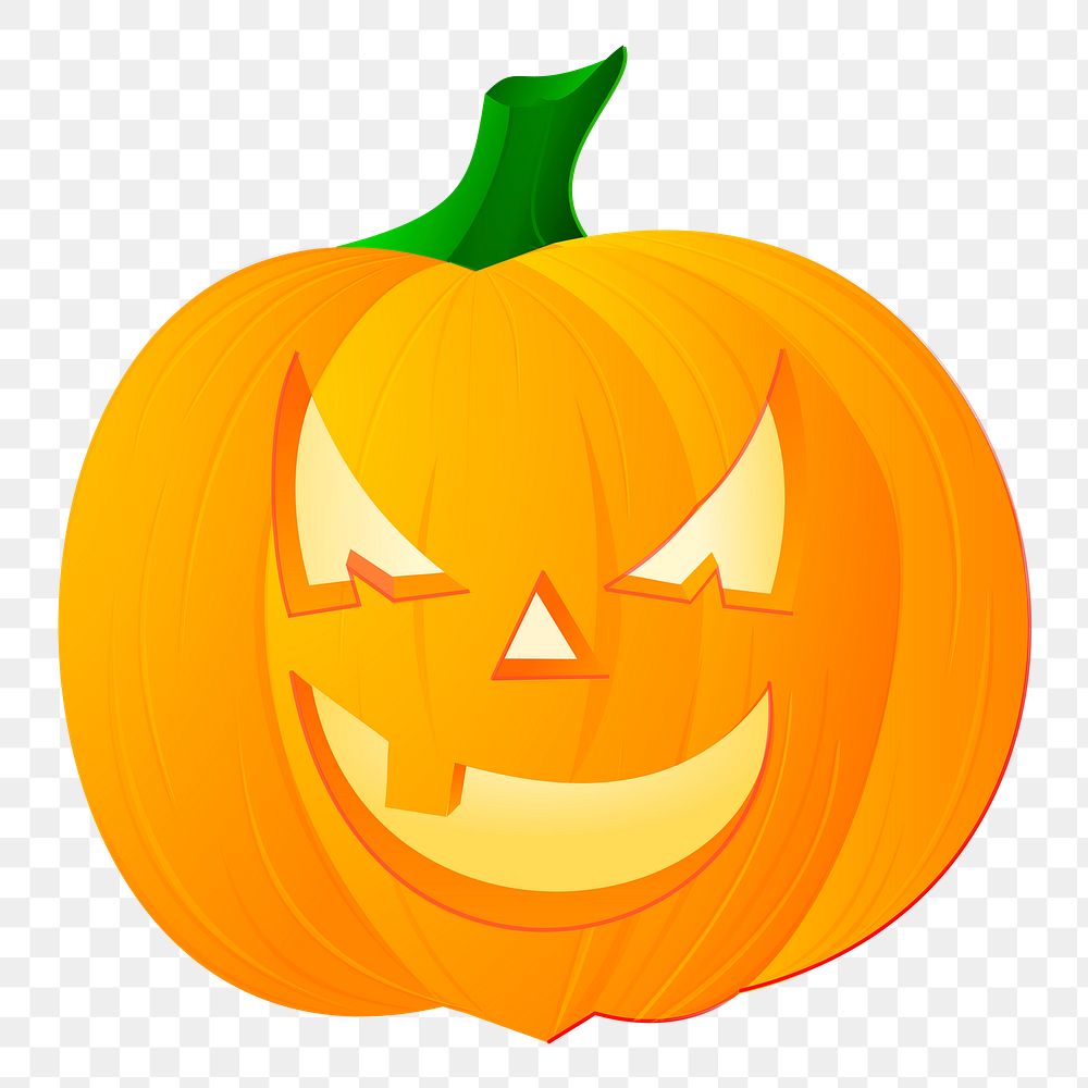 Evil pumpkin png sticker, Halloween illustration, transparent background. Free public domain CC0 image.