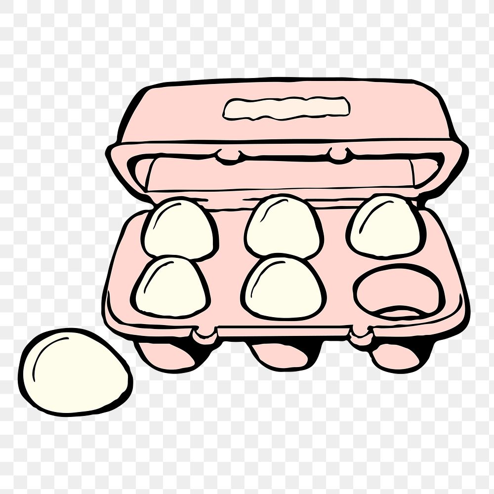 Egg carton png sticker, food illustration, transparent background. Free public domain CC0 image.