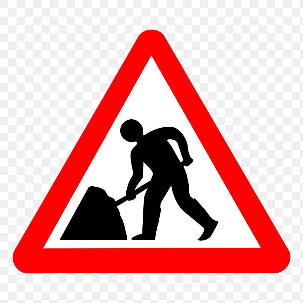 Construction sign png sticker, traffic symbol illustration, transparent background. Free public domain CC0 image.