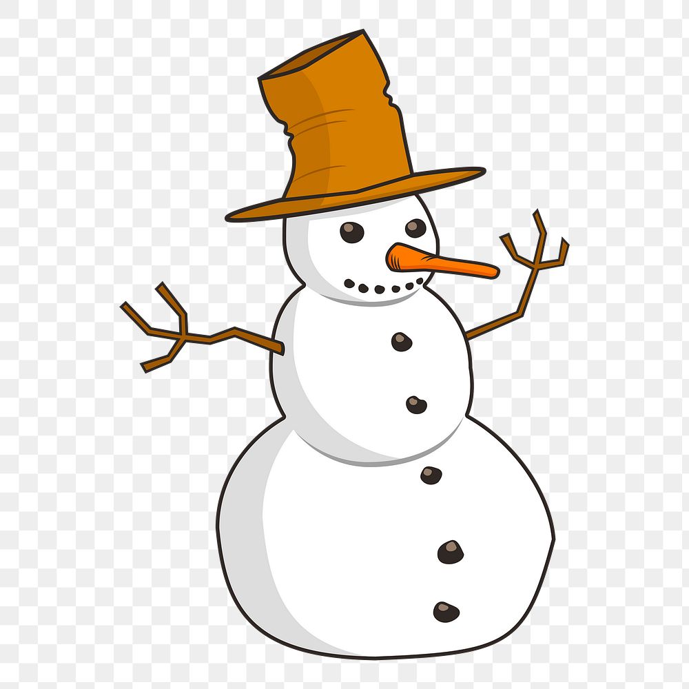 Snowman png sticker, Christmas illustration, transparent background. Free public domain CC0 image.