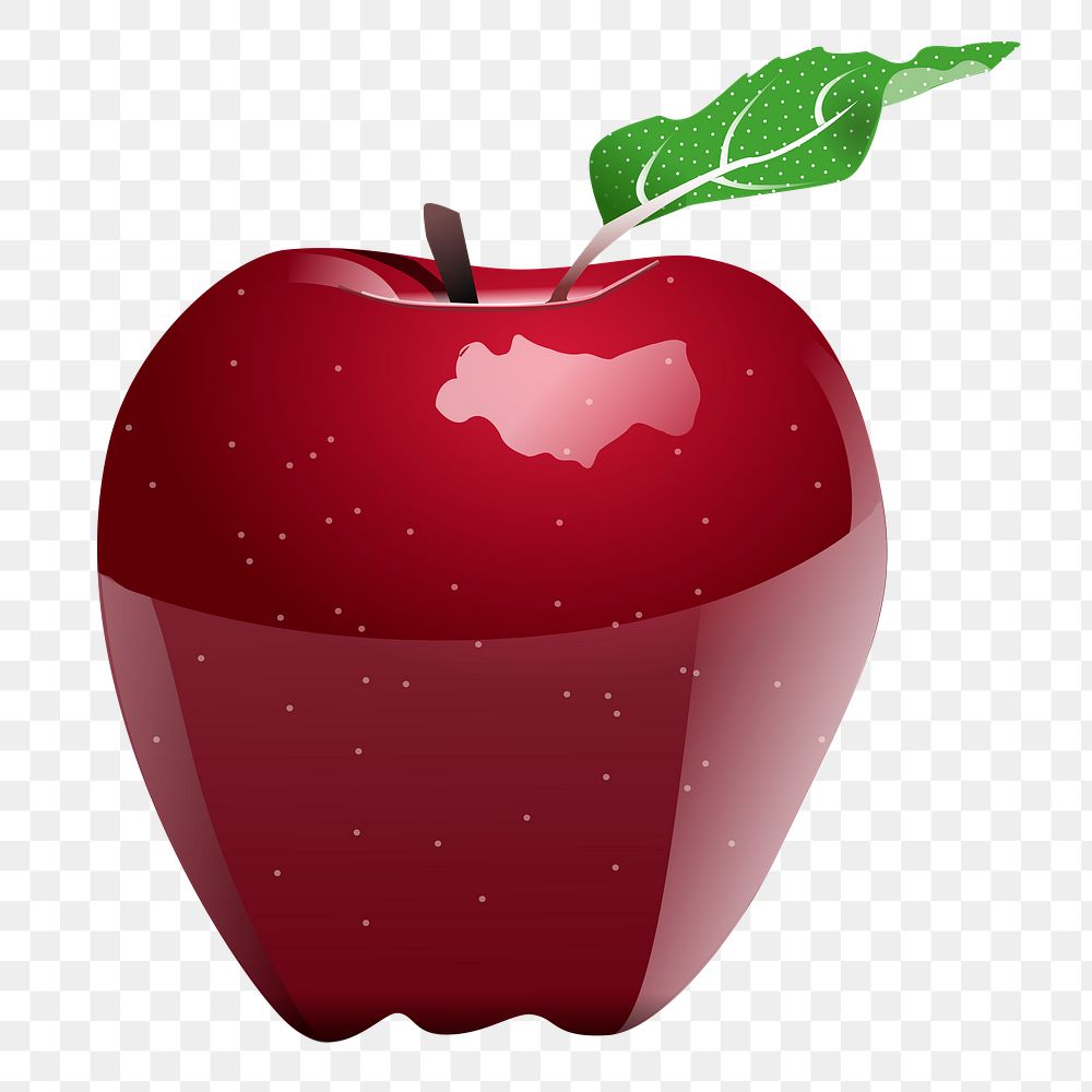 Red apple png sticker, fruit illustration, transparent background. Free public domain CC0 image.
