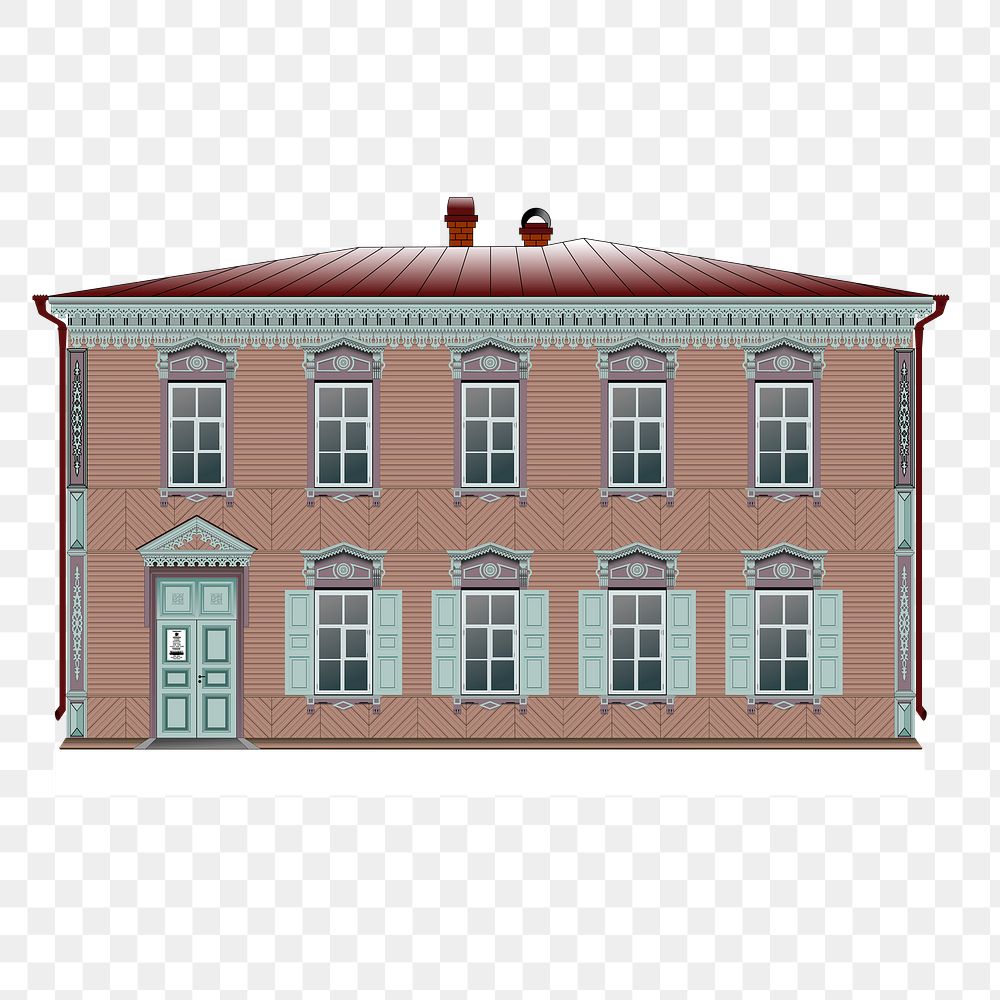 Png Siberian house building sticker, architecture illustration, transparent background. Free public domain CC0 image.