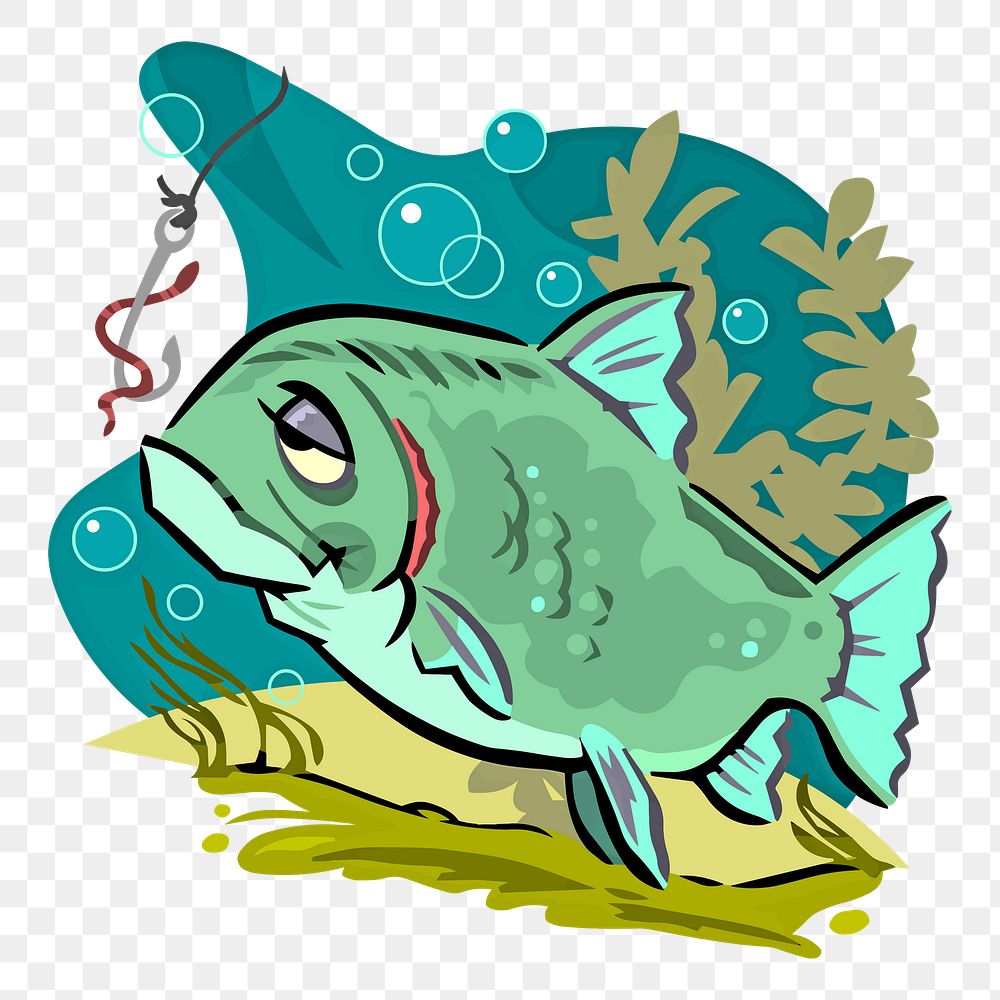 Sick fish png sticker, cartoon animal illustration, transparent background. Free public domain CC0 image.
