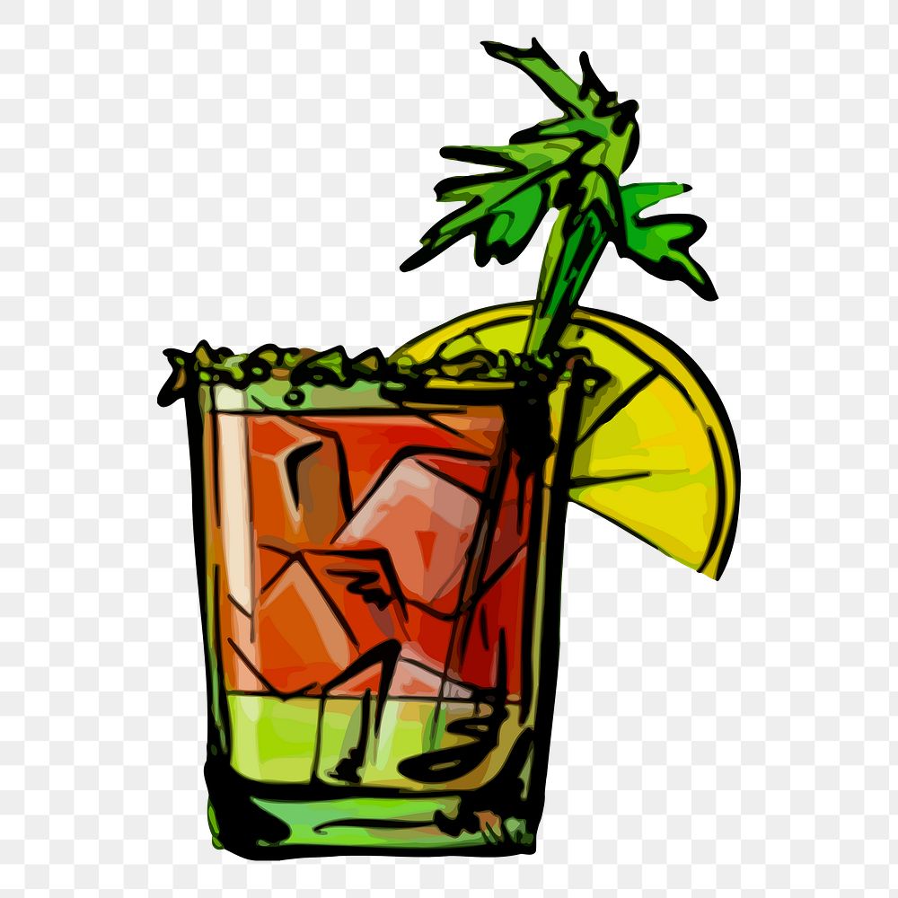 Png bloody mary cocktail sticker, alcoholic beverage illustration, transparent background. Free public domain CC0 image.