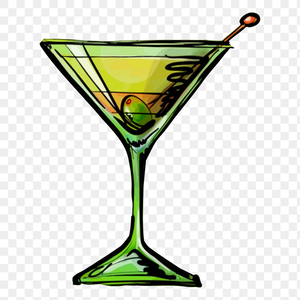 Martini cocktail png sticker, alcoholic beverage illustration, transparent background. Free public domain CC0 image.