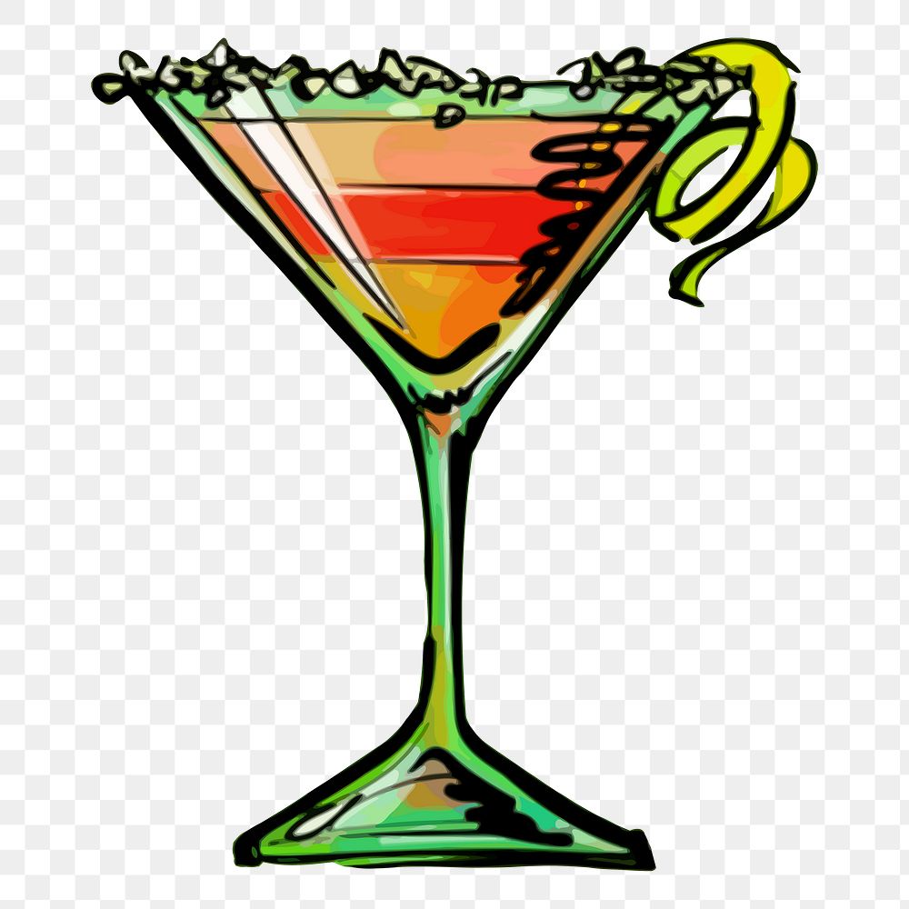 Cosmopolitan cocktail png sticker, alcoholic beverage illustration, transparent background. Free public domain CC0 image.