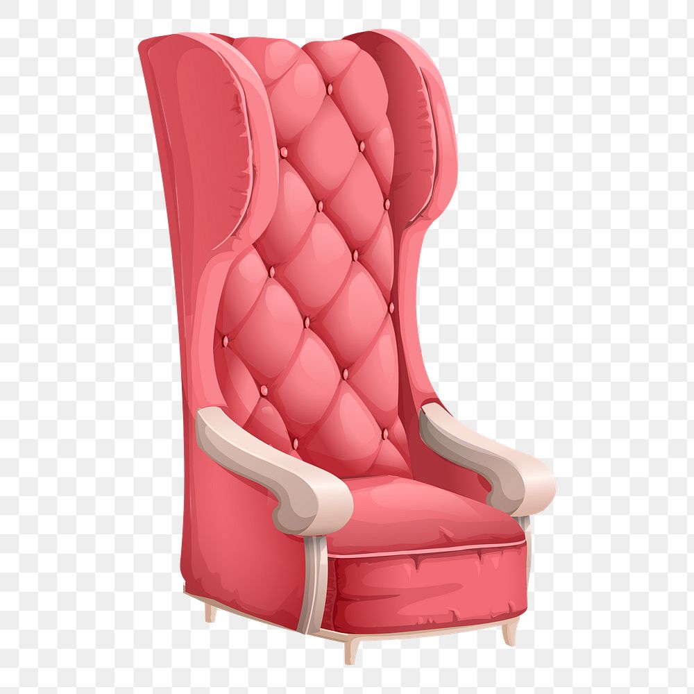 Pink chair png sticker, furniture illustration, transparent background. Free public domain CC0 image.