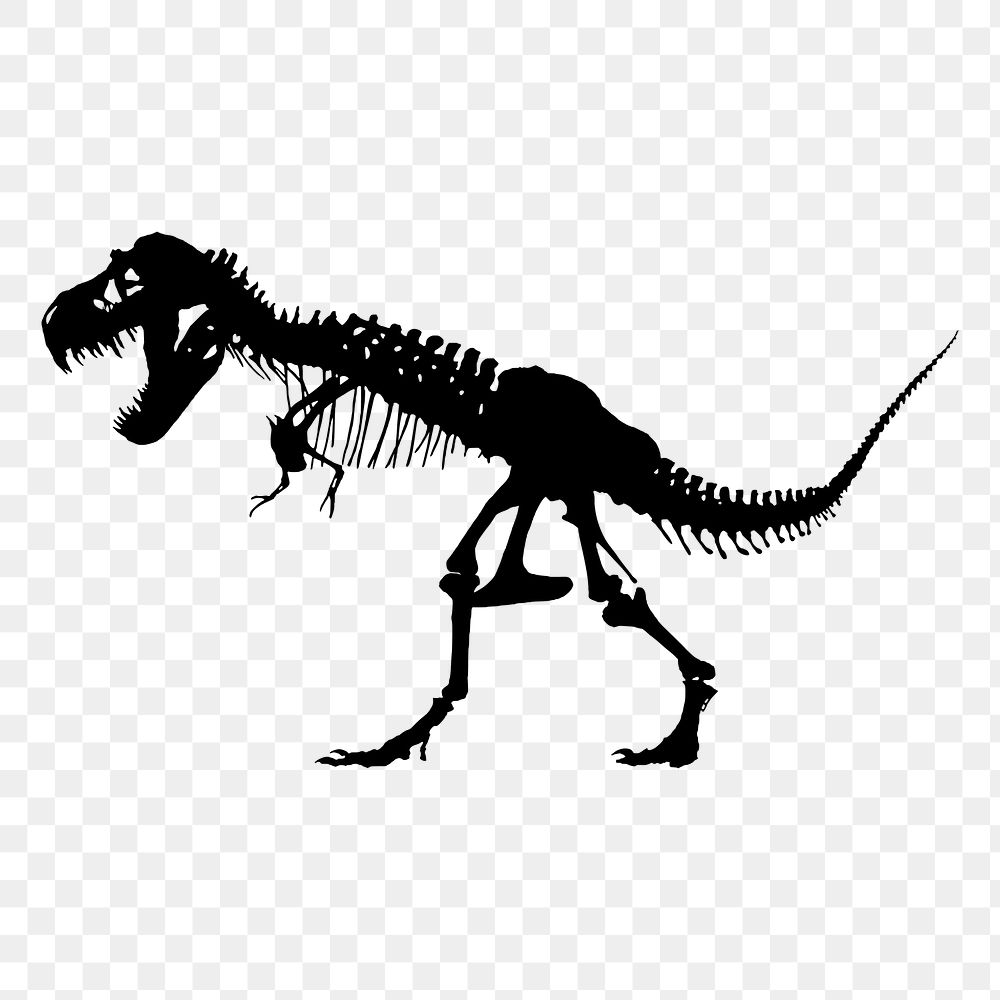 T-rex dinosaur png fossil sticker, extinct animal illustration, transparent background. Free public domain CC0 image.