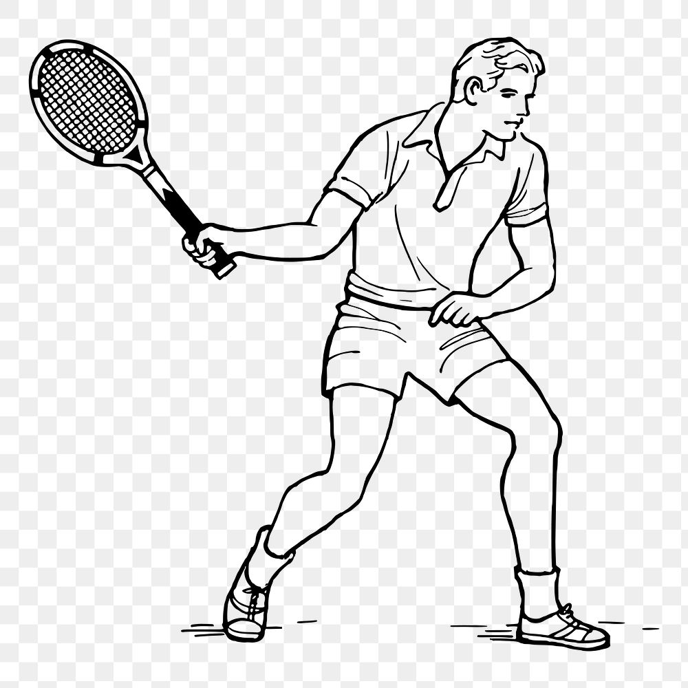 Tennis player png sticker, sport illustration, transparent background. Free public domain CC0 image.