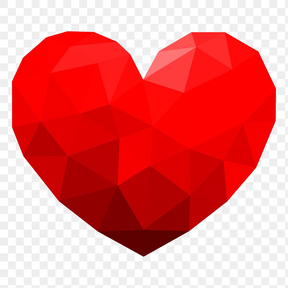 Red heart shape png sticker, love illustration, transparent background. Free public domain CC0 image.
