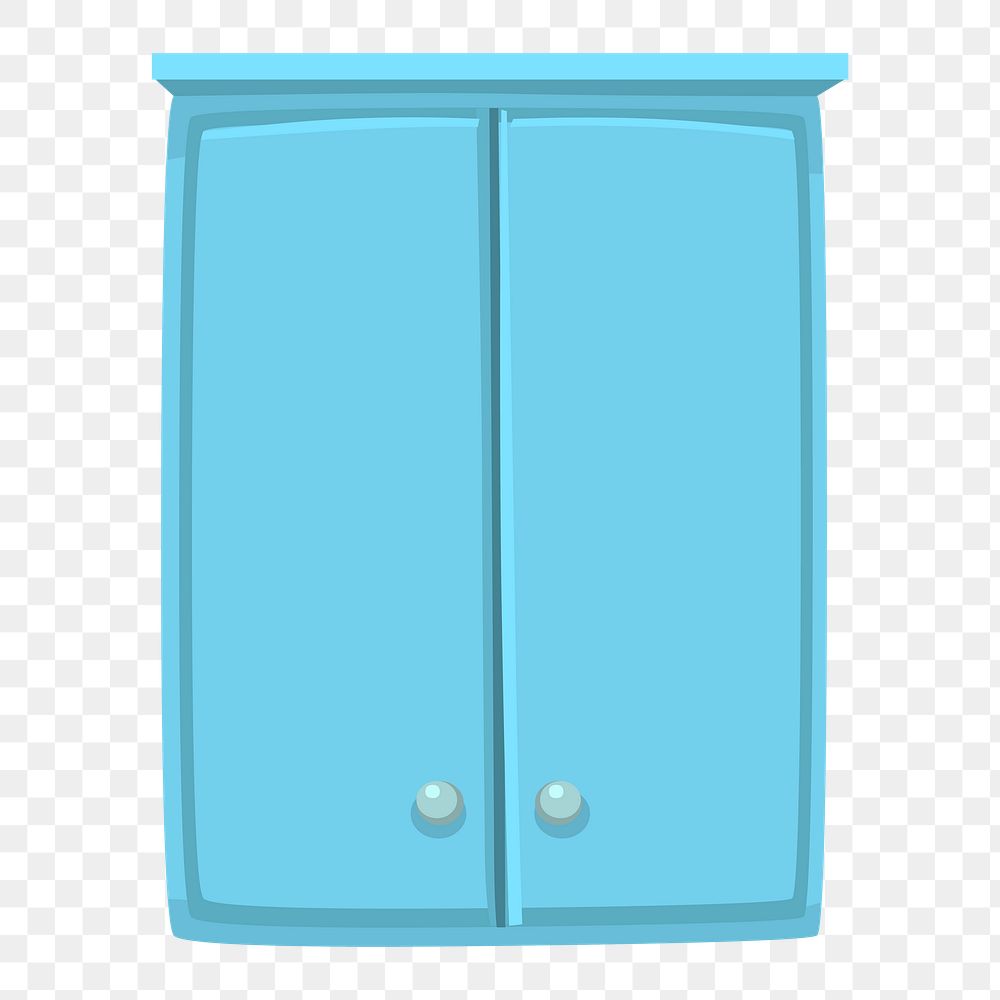 Blue cabinet png sticker, furniture illustration, transparent background. Free public domain CC0 image.