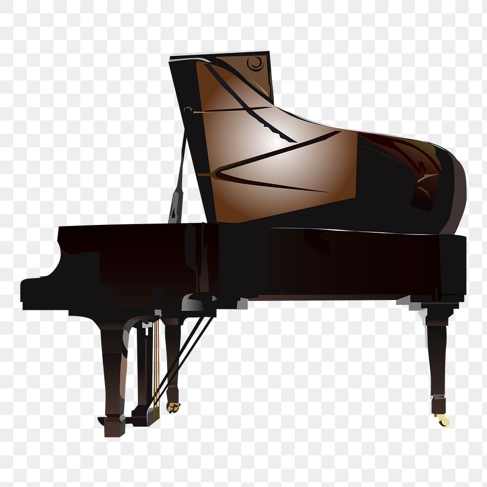 Grand piano png sticker, musical instrument illustration, transparent background. Free public domain CC0 image.