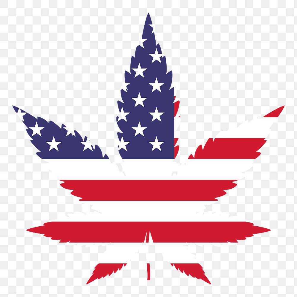 Cannabis png leaf sticker, flag illustration, transparent background. Free public domain CC0 image.