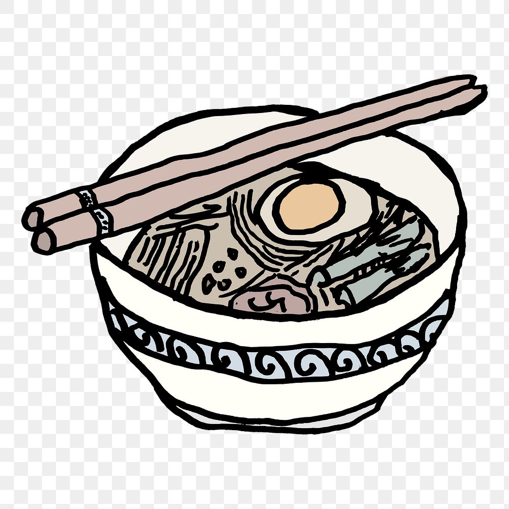 Ramen noodle png sticker, Japanese food illustration, transparent background. Free public domain CC0 image.