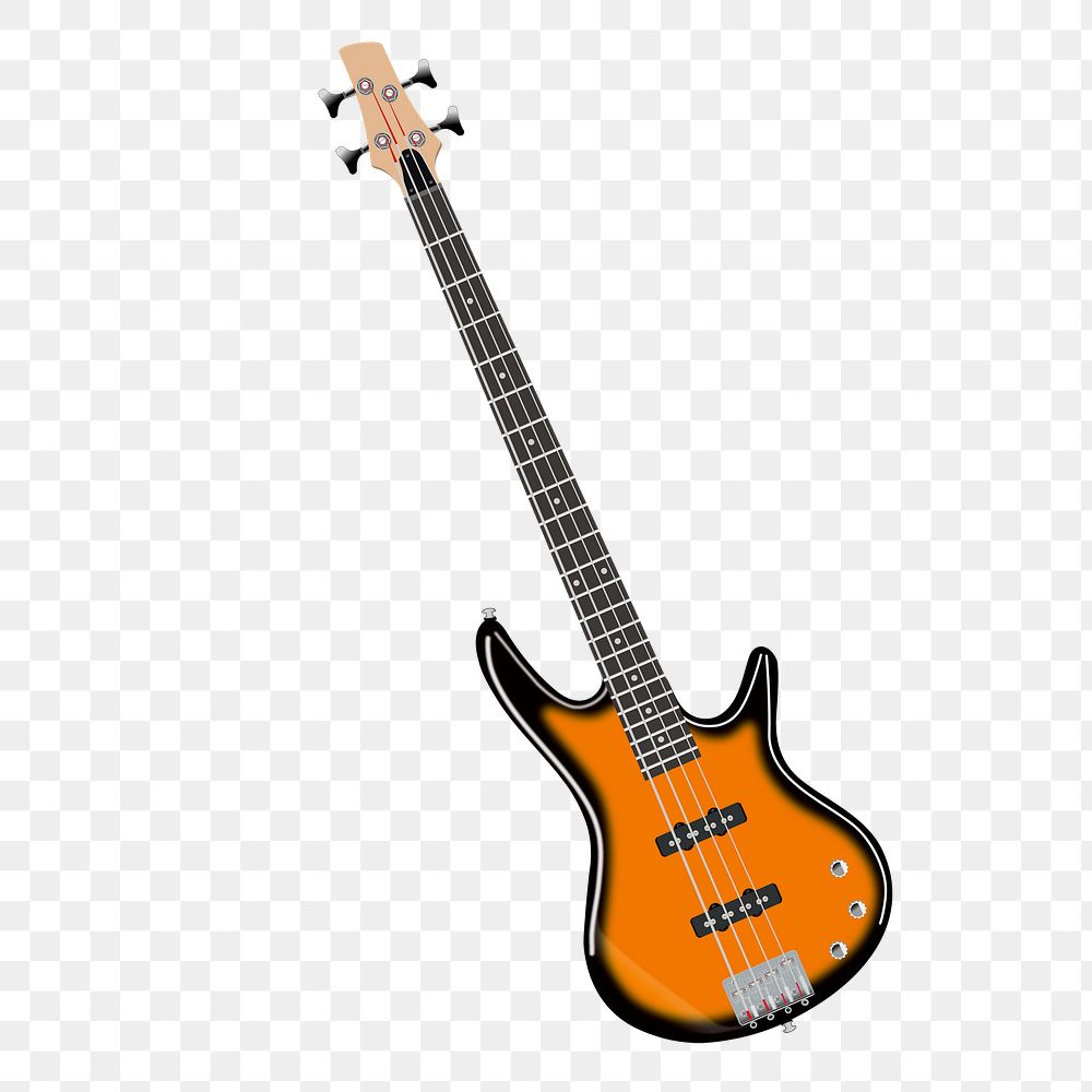 Bass guitar png sticker, musical instrument illustration, transparent background. Free public domain CC0 image.