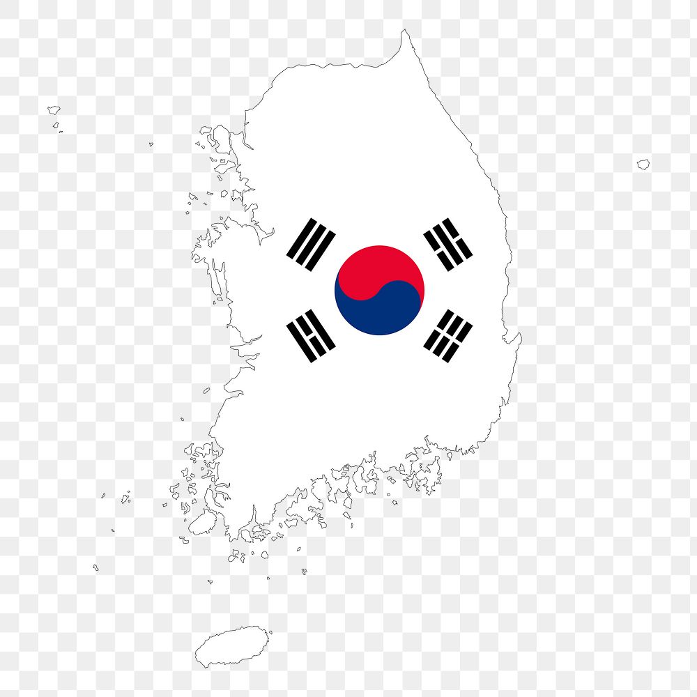 South Korea png map sticker, flag illustration, transparent background. Free public domain CC0 image.
