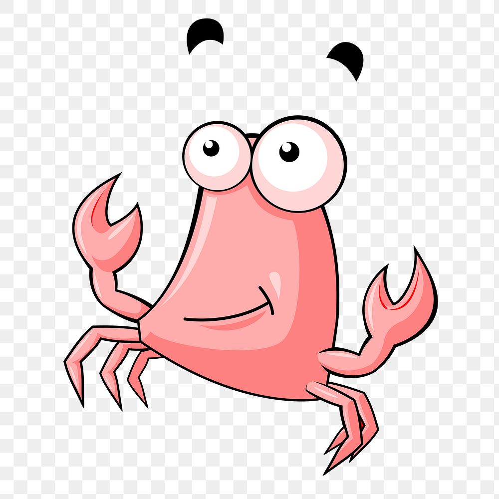 Cartoon crab png sticker, sea animal illustration, transparent background. Free public domain CC0 image.