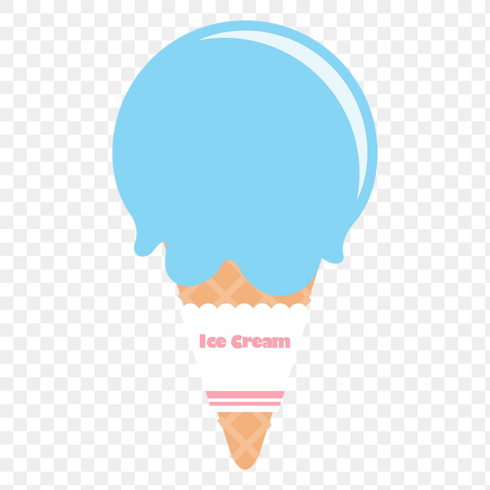 Blue ice-cream png cone sticker, cute dessert illustration, transparent background. Free public domain CC0 image.
