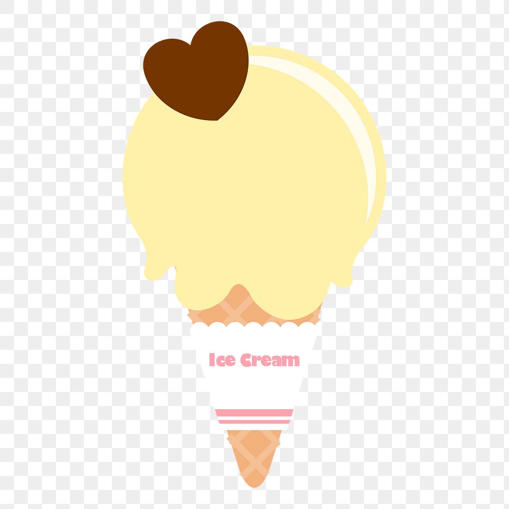 Vanilla ice-cream png cone sticker, cute dessert illustration, transparent background. Free public domain CC0 image.