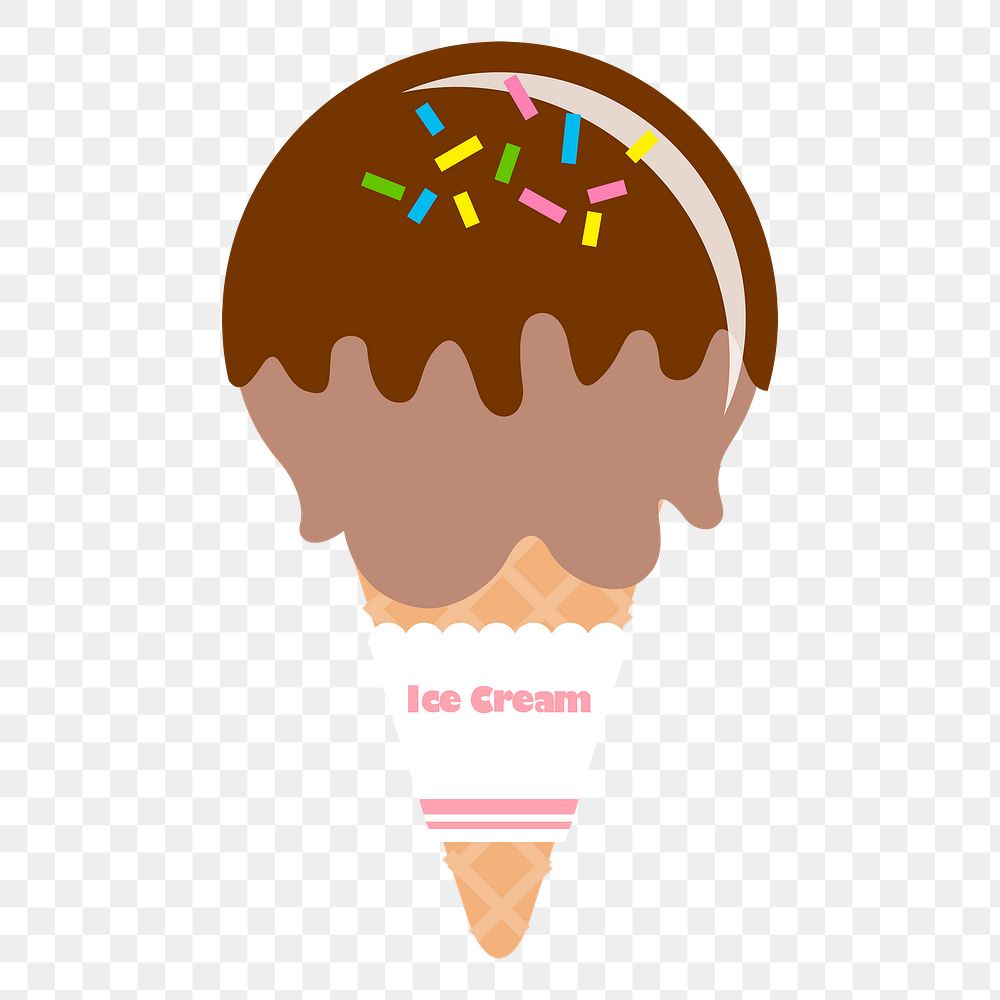 Chocolate sprinkles png ice-cream  sticker, cute dessert illustration, transparent background. Free public domain CC0 image.