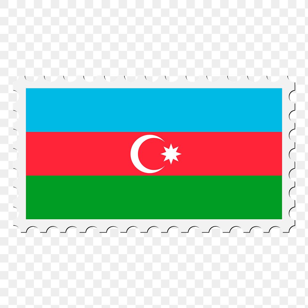 Azerbaijan flag png sticker, postage stamp, transparent background. Free public domain CC0 image.