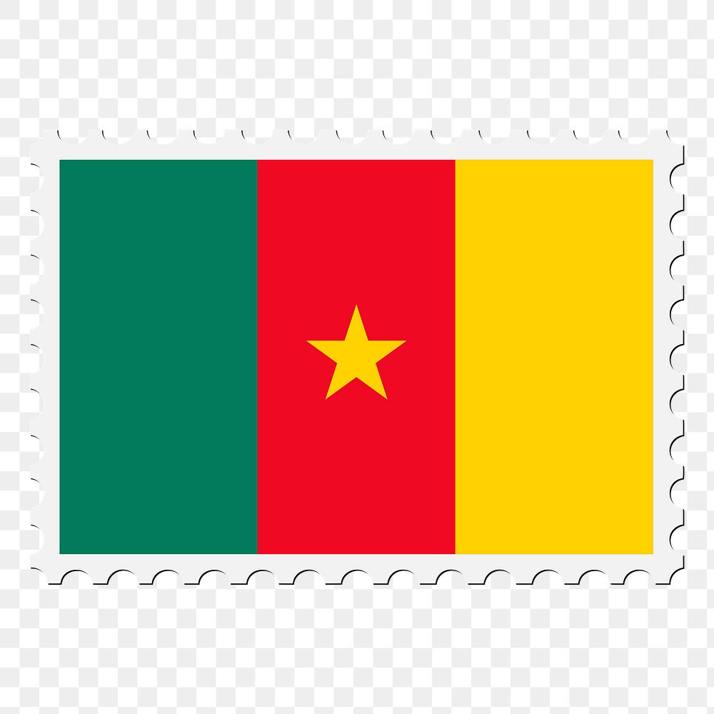 Cameroon flag png sticker, postage stamp, transparent background. Free public domain CC0 image.