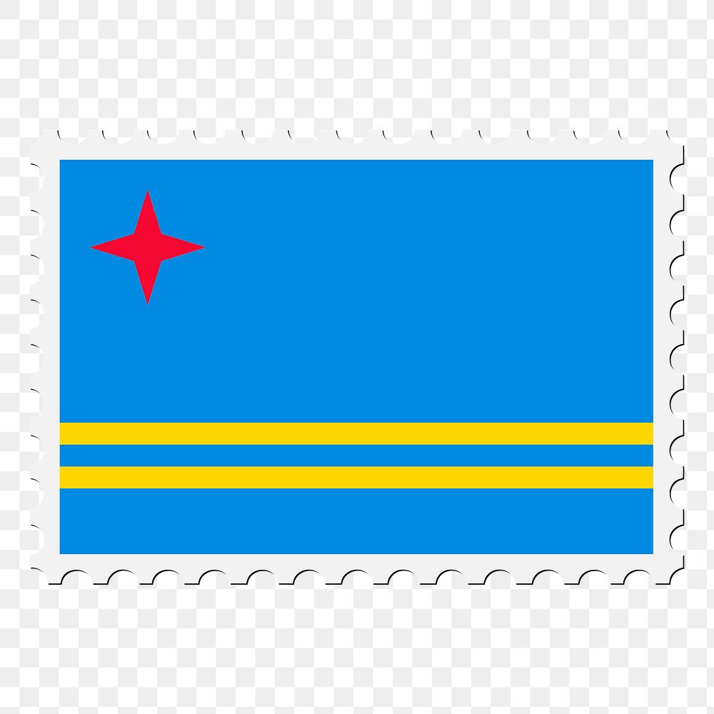 Aruba flag png sticker, postage stamp, transparent background. Free public domain CC0 image.