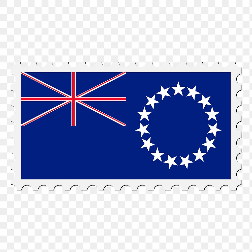 Cook Islands png flag sticker, postage stamp, transparent background. Free public domain CC0 image.