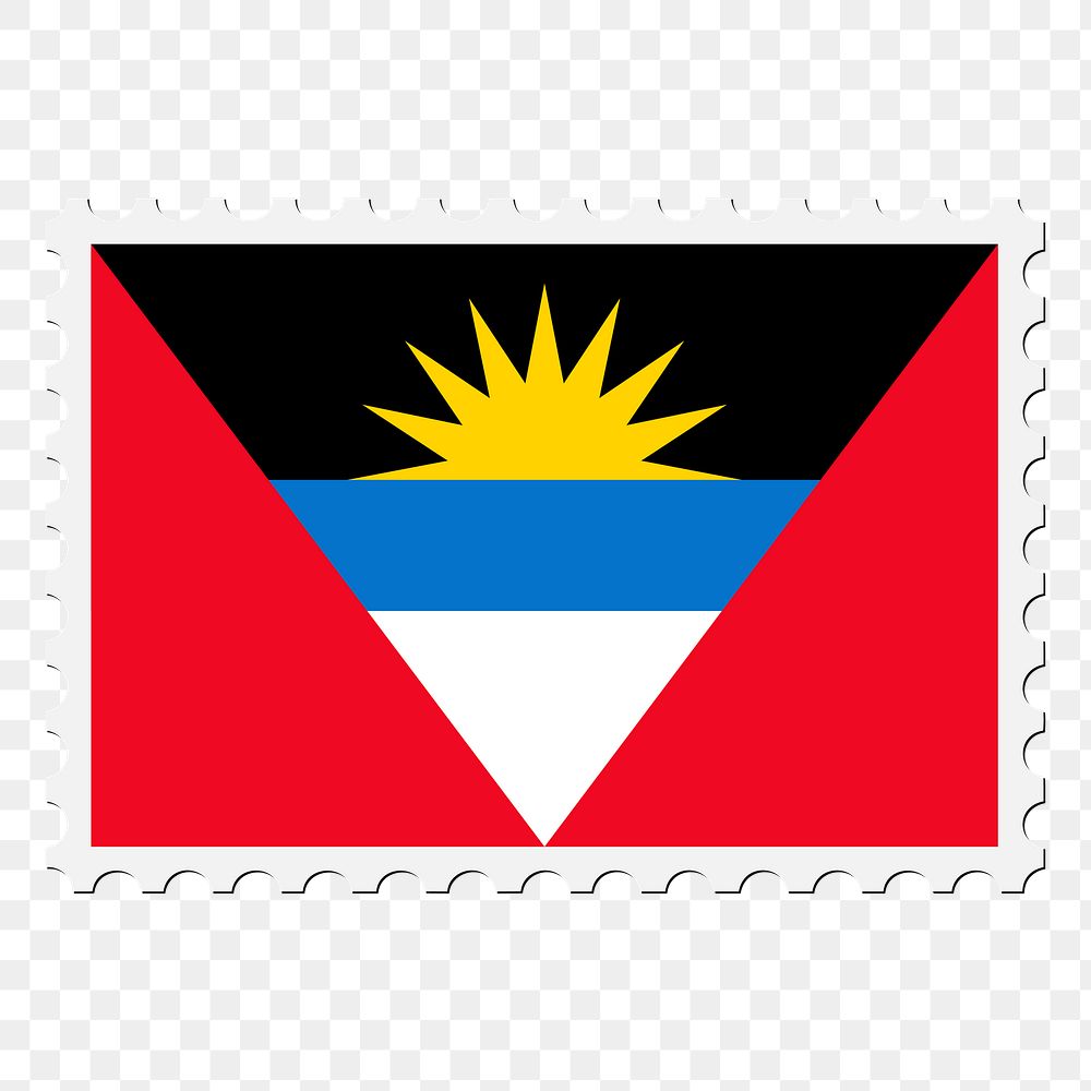 Png Antigua and Barbuda flag sticker, postage stamp, transparent background. Free public domain CC0 image.