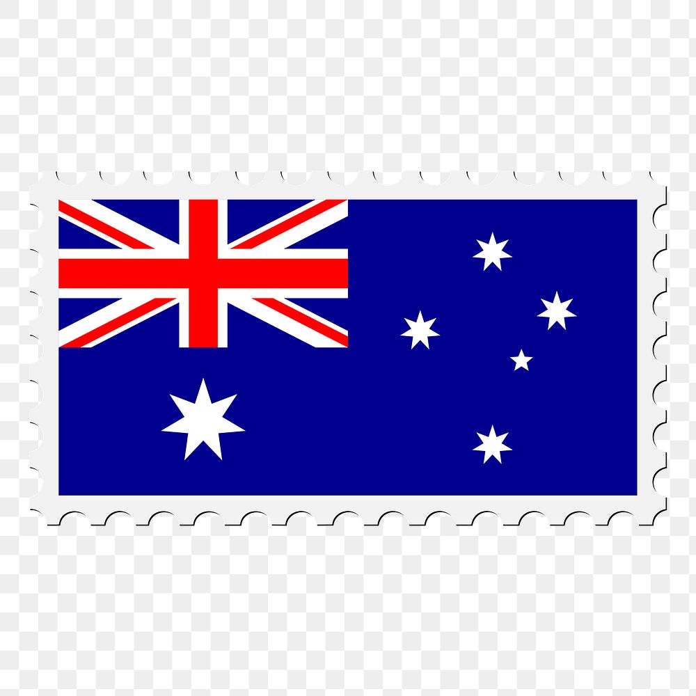 Australia flag png sticker, postage stamp, transparent background. Free public domain CC0 image.