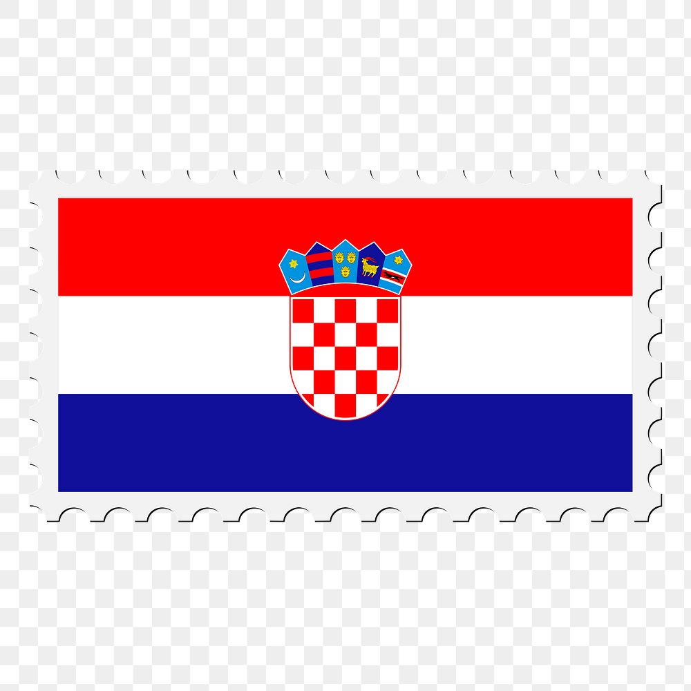 Croatia flag png sticker, postage stamp, transparent background. Free public domain CC0 image.