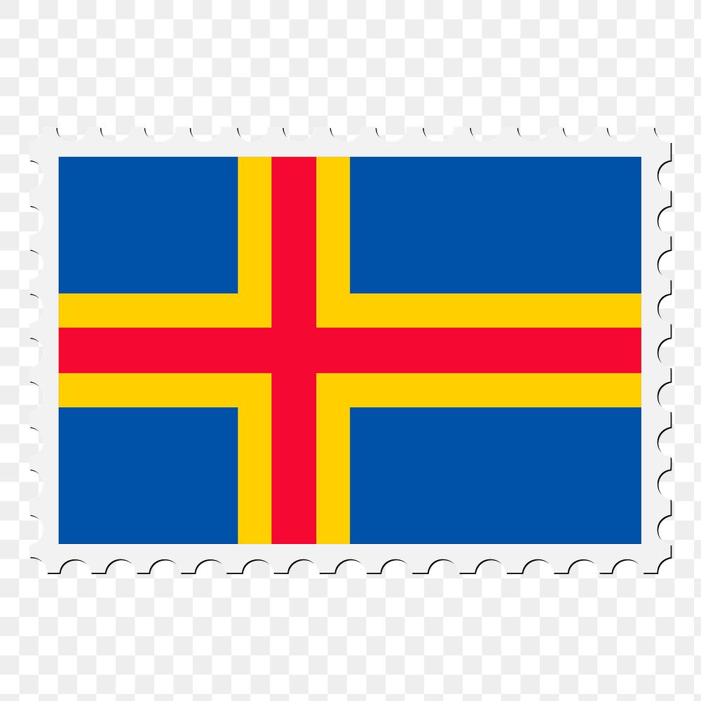 Aland flag png sticker, postage stamp, transparent background. Free public domain CC0 image.