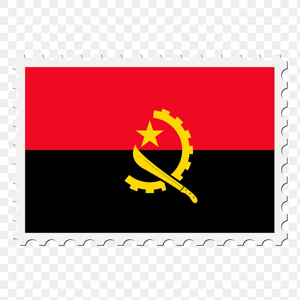 Angola flag png sticker, postage stamp, transparent background. Free public domain CC0 image.