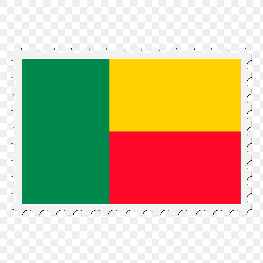 Benin flag png sticker, postage stamp, transparent background. Free public domain CC0 image.